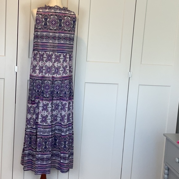 True Destinations 100% Cotton Boho pink and Purple Pattern Maxi Dress Size Large - Picture 4 of 9